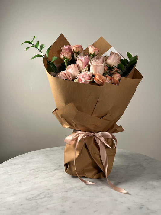 15 Roses in Brown Paper or Gift Bag